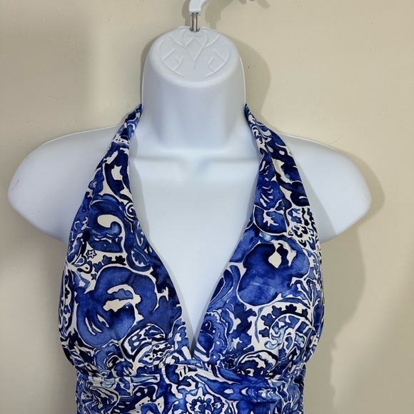 Lauren Ralph Lauren sz 8 swimsuit shades of blue Fabric and elastic excellent - Picture 2 of 12